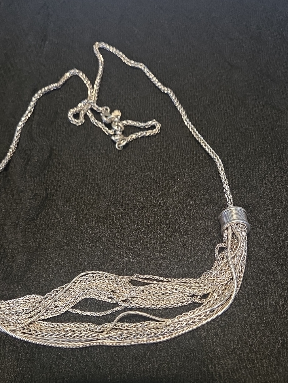 Lucky Brand Silver-Tone Multi Strand Tassel Necklace